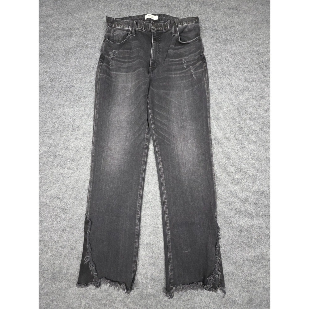 MOUSSY VINTAGE Jeans Womens 30 Black High Rise Straight Distressed Japan